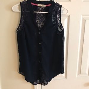 Rewind Blue Sheer Lacey Tank